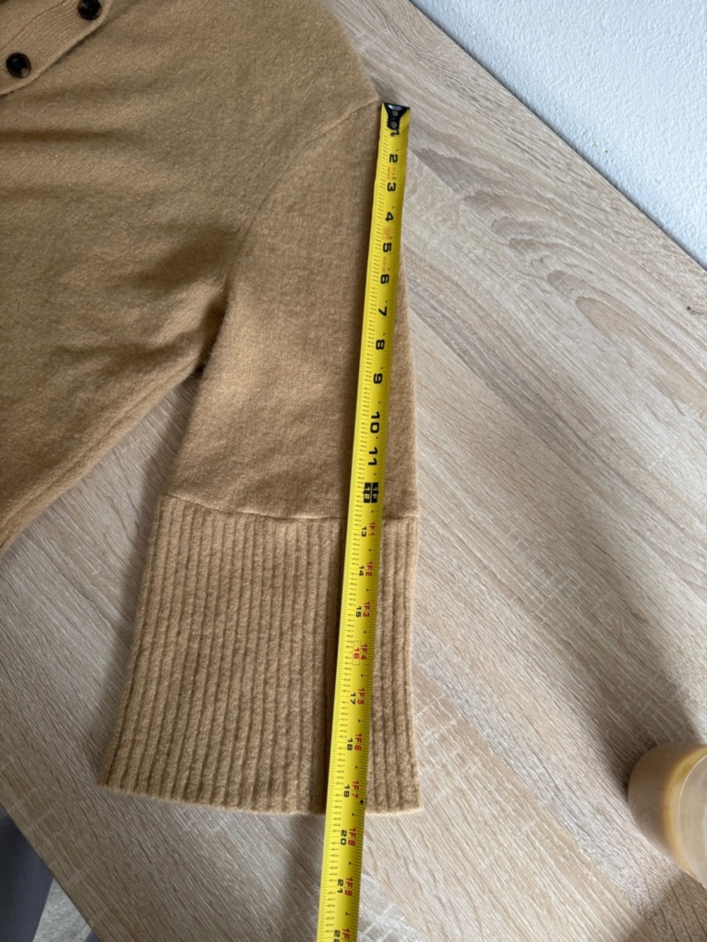 Jenni Kayne cashmere Stevie polo sweater Sz S in camel EUC ( altered sleeves) - Picture 9 of 10